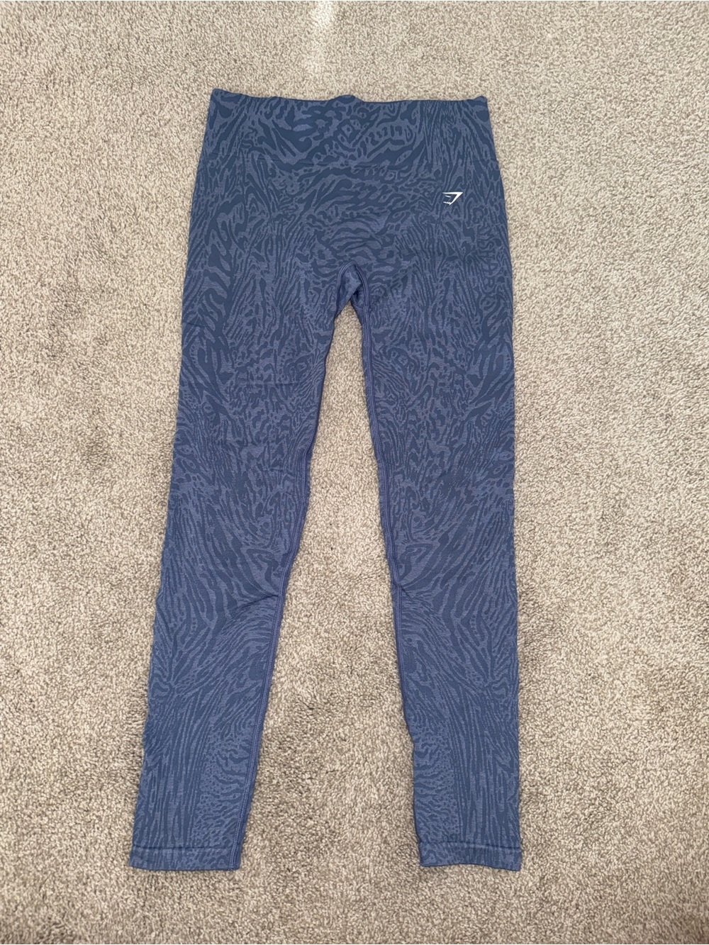 Gymshark Navy Textured Seamless Leggings with Subtle Pattern